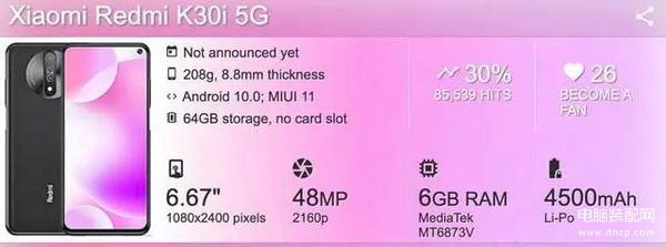 红米k30i参数详细参数配置[红米k30i参数详细参数价格]